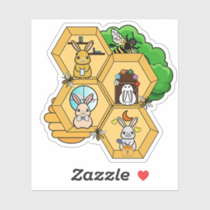 Honey Bunny Beehive House - Sweet Rabbit Home Sticker