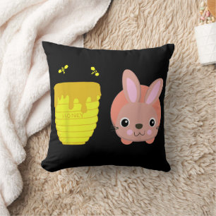 Honey Bunny Cute & Funny Rabbit Animal Lovers Throw Pillow