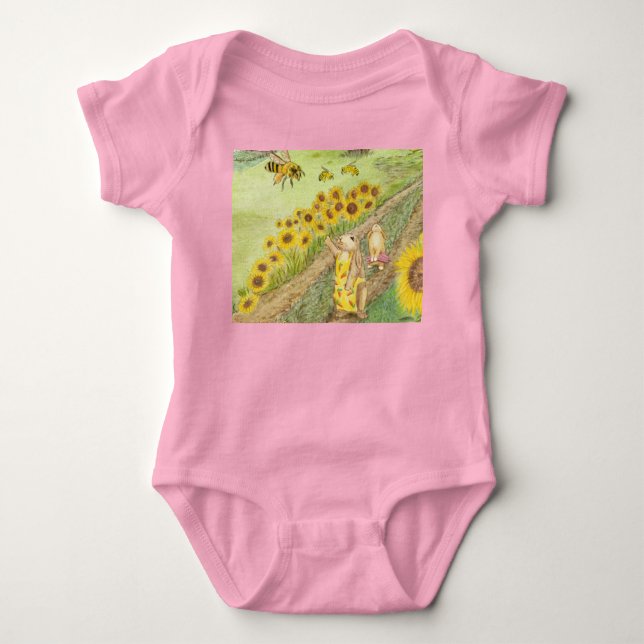 Honey Bunny Meets The Honey Bees Baby Bodysuit (Front)