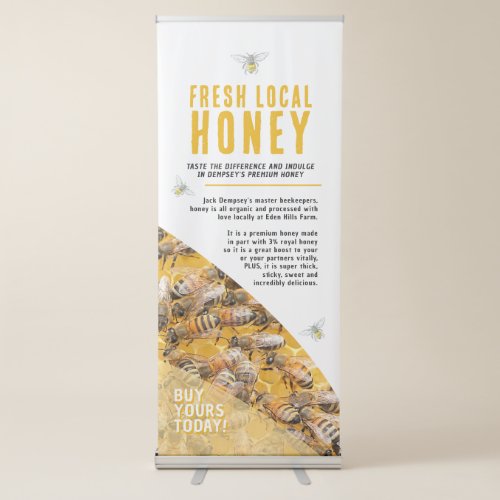 Honey business promotional photo and bees banner