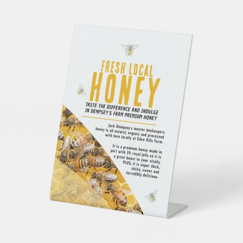 Honey business promotional photo and bees banner pedestal sign