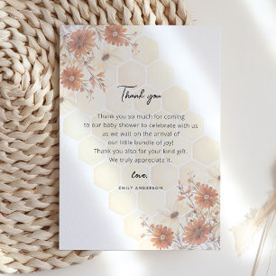 Honey Buzzy Boho Wildflower Girls Baby Shower Thank You Card