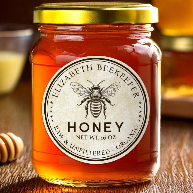Honey canning label with custom colour bee (Creator Uploaded)
