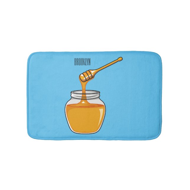 Honey cartoon illustration  bath mat (Front)