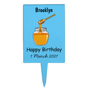 Honey cartoon illustration cake topper