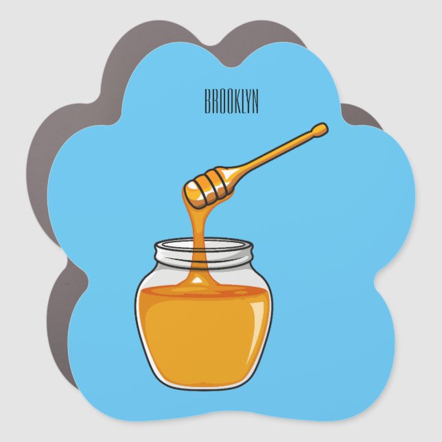 Honey cartoon illustration  car magnet (Front)