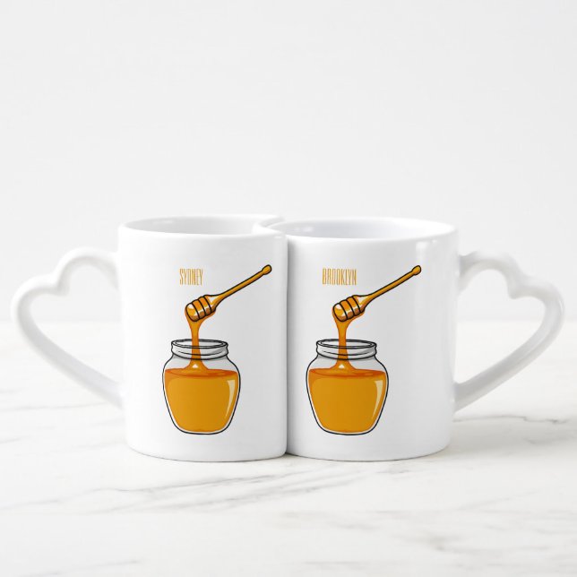 Honey cartoon illustration  coffee mug set (Back Nesting)