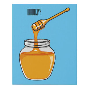 Honey cartoon illustration  faux canvas print