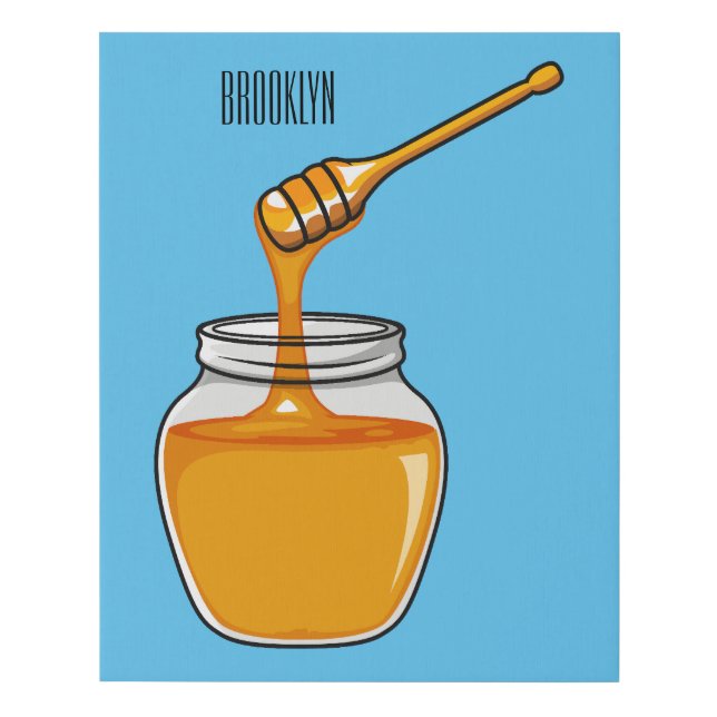 Honey cartoon illustration  faux canvas print (Front)