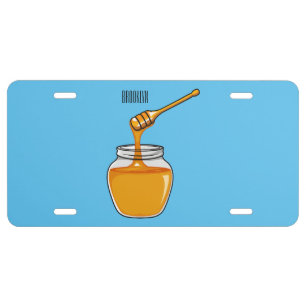 Honey cartoon illustration  license plate