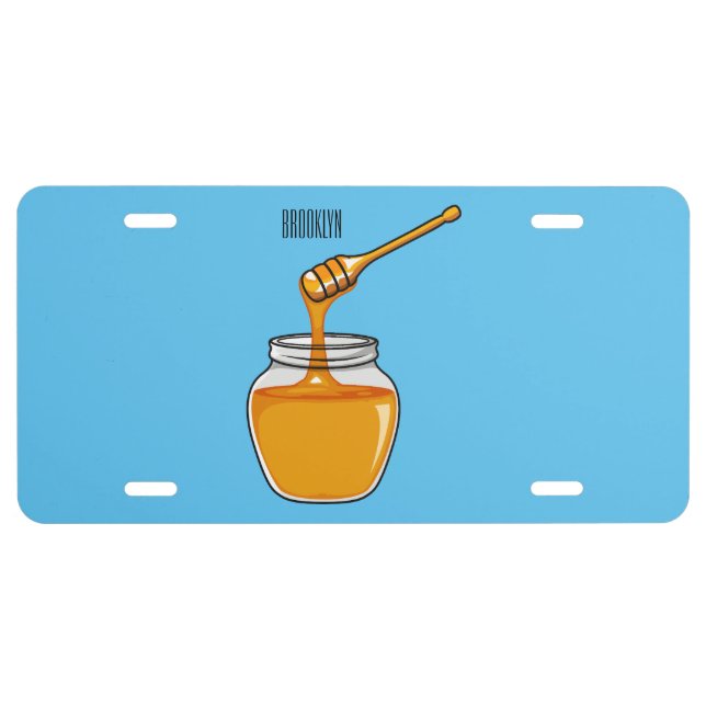 Honey cartoon illustration  license plate (Front)