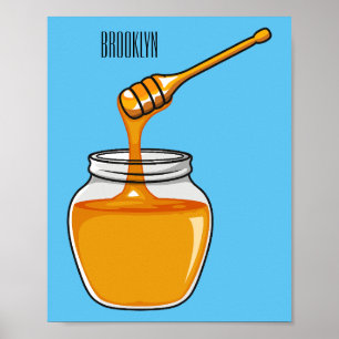 Honey cartoon illustration poster