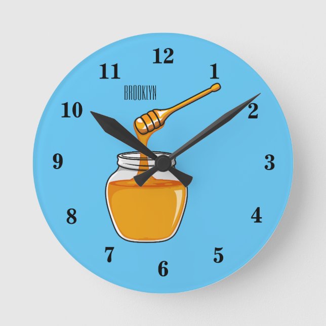 Honey cartoon illustration  round clock (Front)