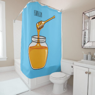 Honey cartoon illustration shower curtain