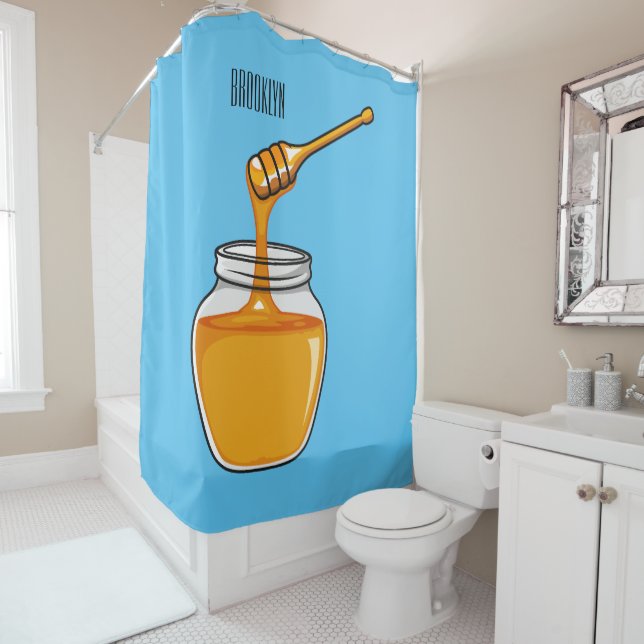 Honey cartoon illustration  shower curtain (In Situ)