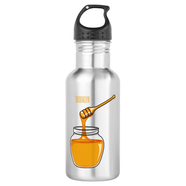 Honey cartoon illustration  stainless steel water bottle (Front)