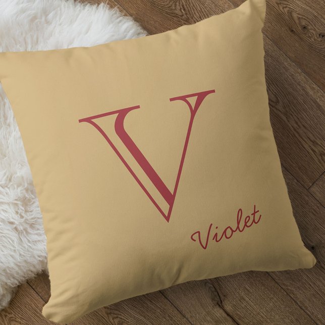 Honey Champagne and Red Wine - Simple Monogrammed Throw Pillow (Creator Uploaded)