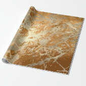 Honey Champaigne Gold Marble Shiny Metallic Stroke Wrapping Paper (Unrolled)