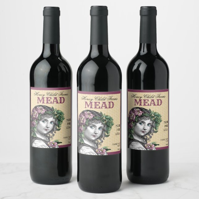 Honey Child Bees and Roses Mead Wine Label (Bottles)
