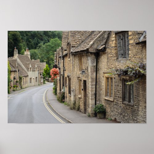 Honey colored cottages in Castle Combe UK poster