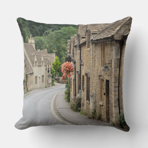Honey coloured cottages in Castle Combe UK pillow