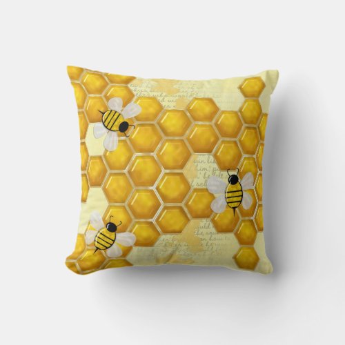 Honey Comb 3D Whimsey  Throw Pillow