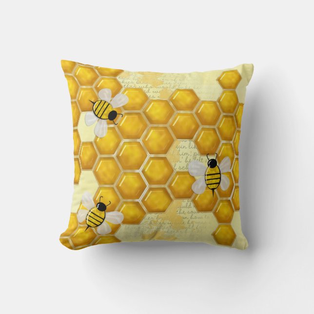 Honey Comb 3D Whimsey  Throw Pillow (Front)