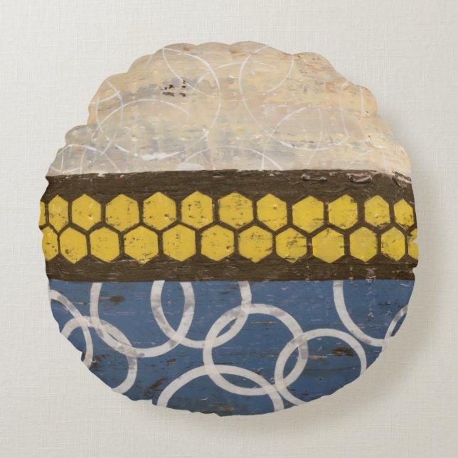 Honey Comb Abstract I Round Pillow (Front)