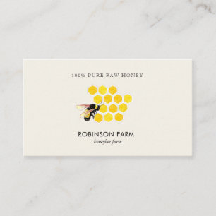 Honey comb & Bee logo Apiary  Business Card