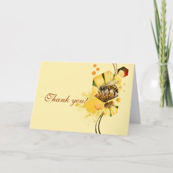 Honey Comb Bee Yellow  Flower Thank You Card by Ink_Ribbon at Zazzle