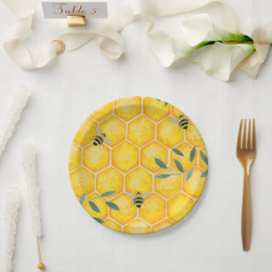 Honey Comb Bumble Bee Paper Plates