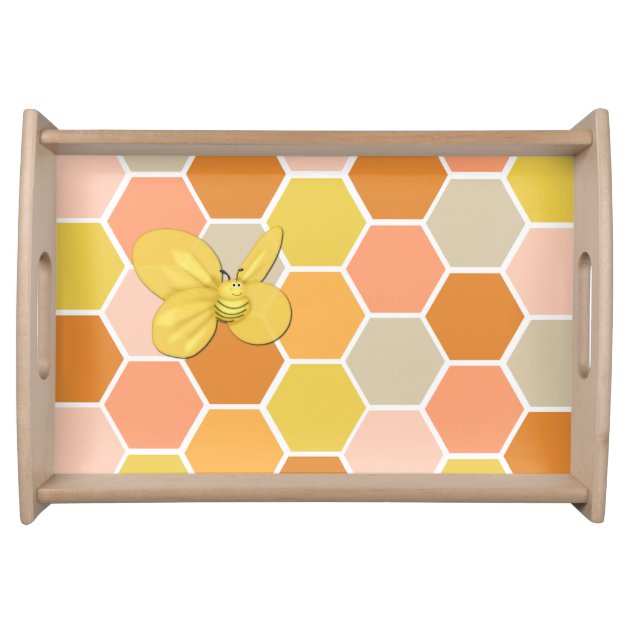 Bee Happy Round Tin Wooden Handle 'You Are The Bumble To My Bee' Serving Tray 