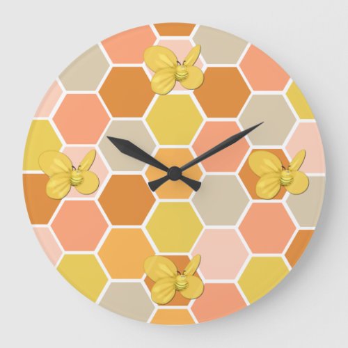 Honey Comb Bumble Bee Wall Clock