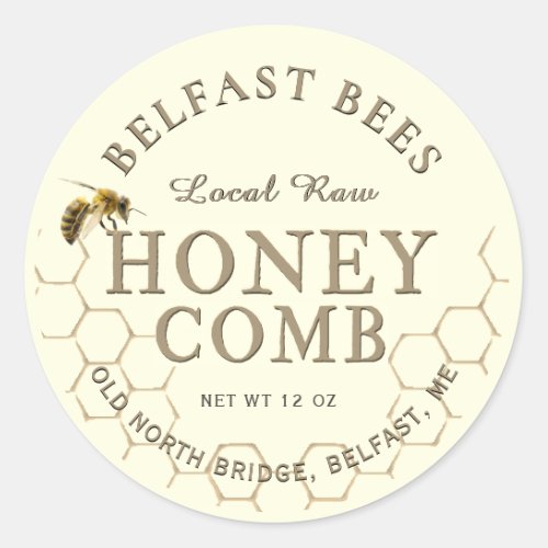 Honey Comb Realistic Honeybee Honeycomb Local Raw Classic Round Sticker