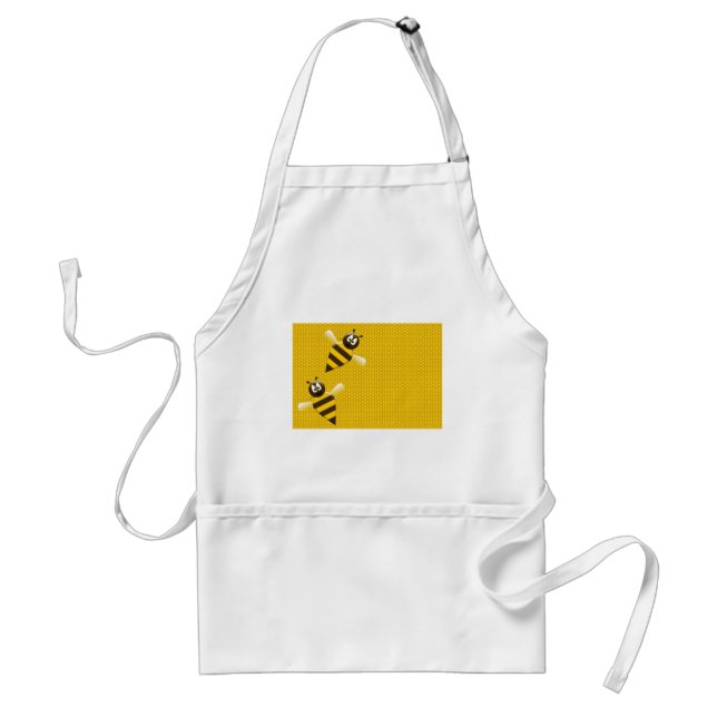 Honey Comb Yellow Gold  Bee Bees Pattern Art Adult Apron (Front)