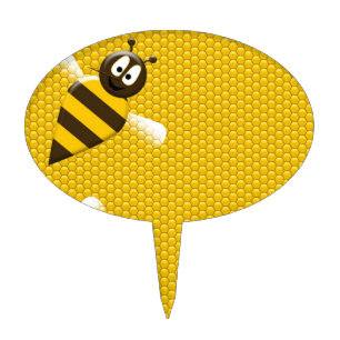 Honey Comb Yellow Gold  Bee Bees Pattern Art Cake Topper