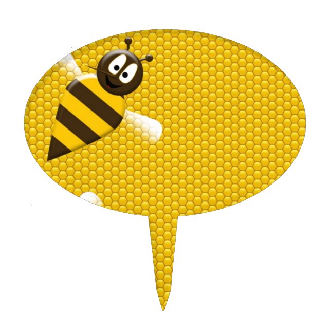 Honey Comb Yellow Gold  Bee Bees Pattern Art Cake Topper (Front)