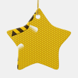 Honey Comb Yellow Gold Bee Bees Pattern Art Ceramic Ornament