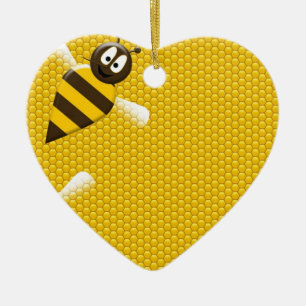 Honey Comb Yellow Gold Bee Bees Pattern Art Ceramic Ornament