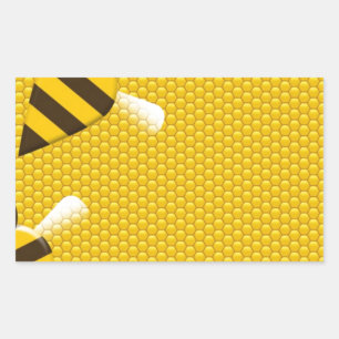 Honey Comb Yellow Gold  Bee Bees Pattern Art Rectangular Sticker