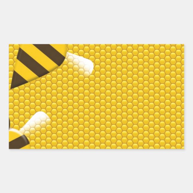 Honey Comb Yellow Gold  Bee Bees Pattern Art Rectangular Sticker (Front)