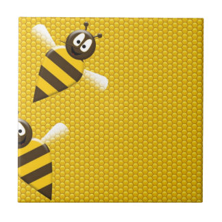 Honey Comb Yellow Gold Bee Bees Pattern Art Tile