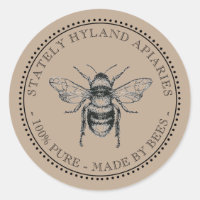 Honey Custom Name Deep Brown Bee Label
