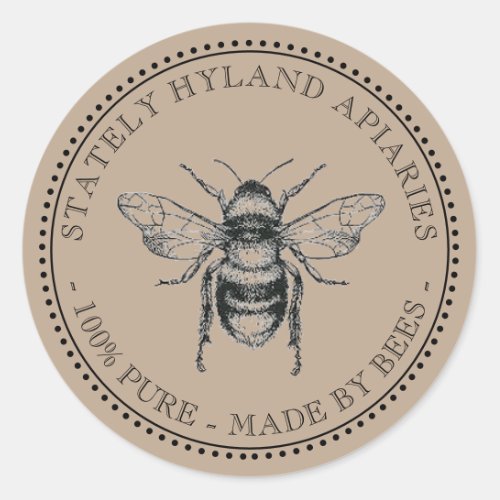 Honey Custom Name Deep Brown Bee Label