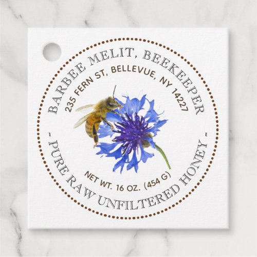 Honey Description Blue Flower Bee Tag