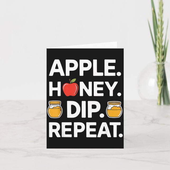 Honey Dip Repeat Funny Rosh Hashanah Jewish New Ye Card (Front)