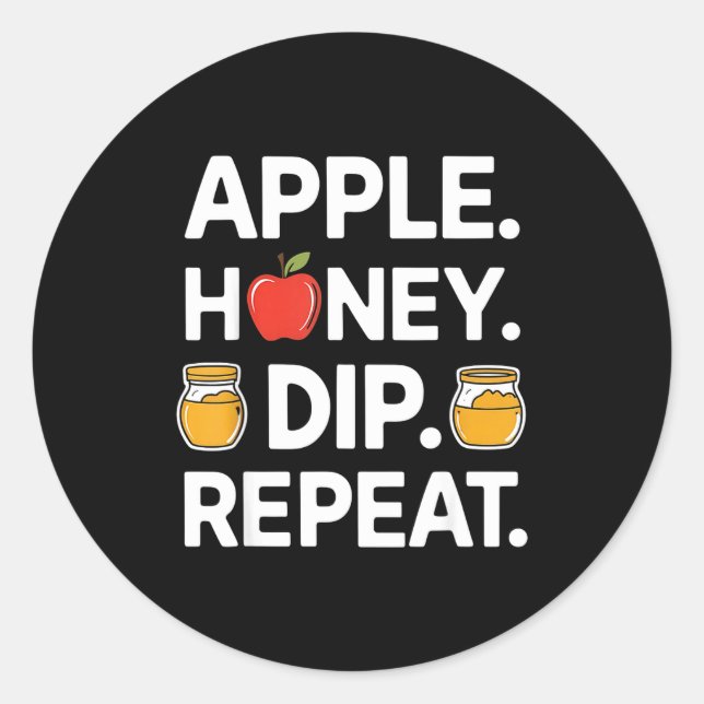 Honey Dip Repeat Funny Rosh Hashanah Jewish New Ye Classic Round Sticker (Front)