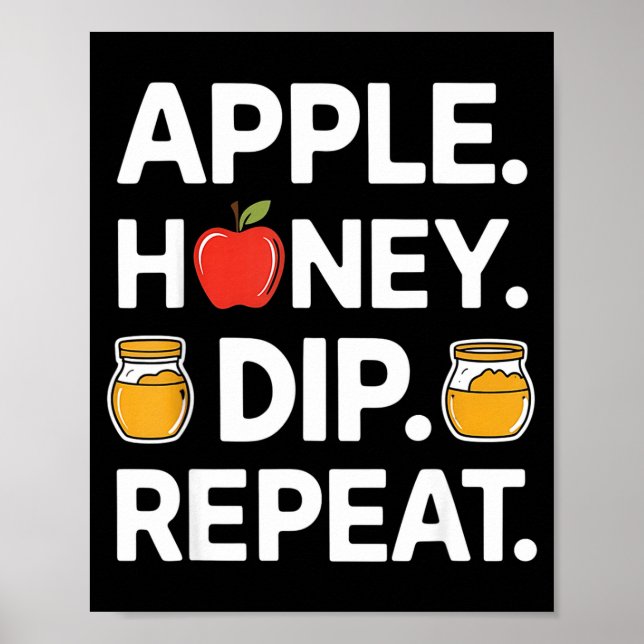 Honey Dip Repeat Funny Rosh Hashanah Jewish New Ye Poster (Front)