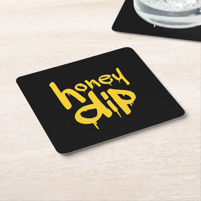 honey dip square paper coaster (Angled)