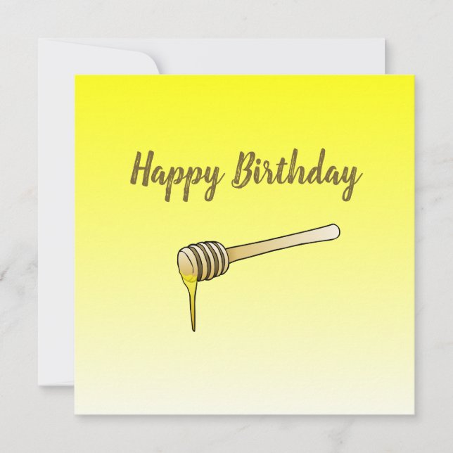 Honey Dipper Flat Greeting Birthday Card (Front)
